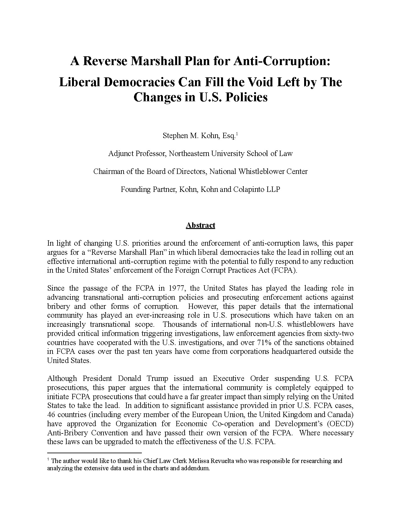 A Reverse Marshall Plan